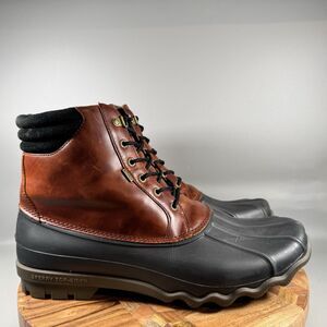 Men’s Sperry Top Sider Avenue Duck Boots Black Brown Size 13 M Waterproof